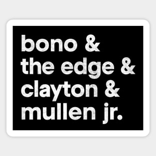 U2 // Names List Line Up Faded Retro Style Design Magnet